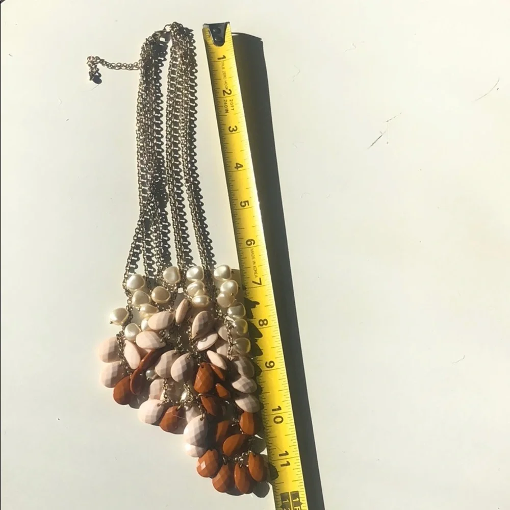 Vintage Burnt Orange and Pale White Pink Teardrop Necklace